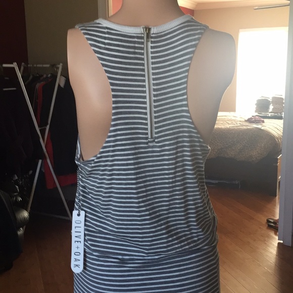 GREY AND WHITE RAZOR BACK MIDI DRESS - Picture 2 of 6